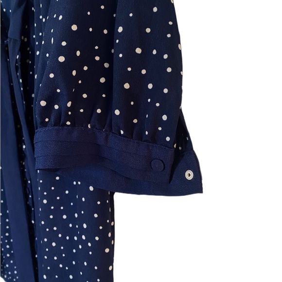 Jason Wu Target Blue Polka Dot Puff Sleeve Button Down Bow Necktie Blouse - Picture 3 of 9
